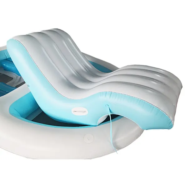 Inflatable Boat With Portable Recliner, Single Person Water Inflatable Floating Island, Extra Large & Thickened Inflatable Pool Float With Ice Bucket photo-2