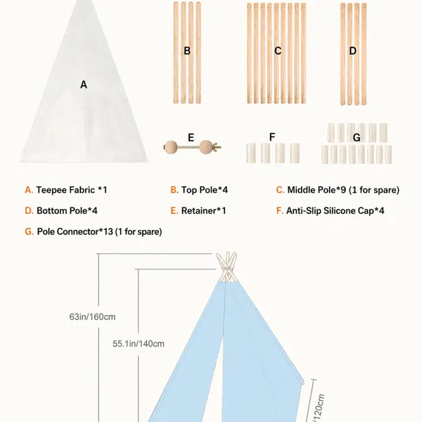 Teepee Tent for Kids, Foldable Play Tent for Girls & Boys, Boho Style Teepee Tent for Kids With Curtains, Cozy Warm Reading Nook & Room Decor photo-5