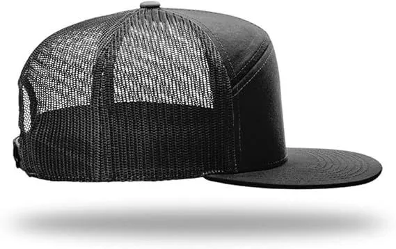 Blank 7 Panel Flat Bill Mesh Trucker Hat Breathable Snapback Baseball Cap Custom Logo Outdoor Sports Hat for Wholesale photo-3