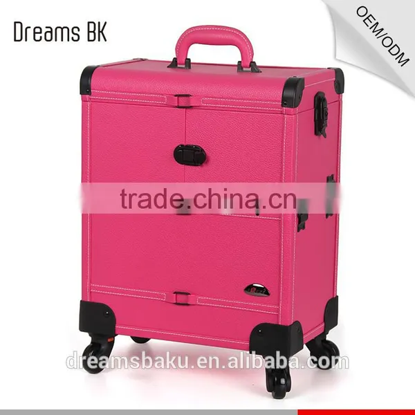 Beauty Design 4 Wheels Functional Portable Rolling Makeup Case With Drawers photo-2