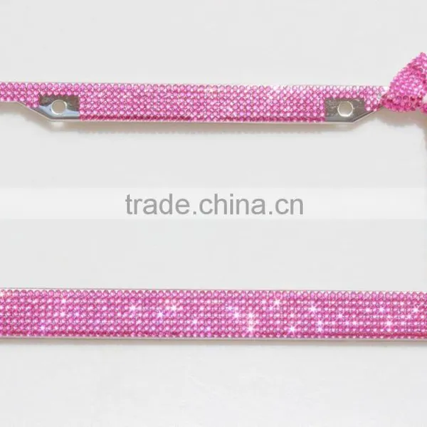 Pink Bow Girls Bling Crystal License Plate Frames photo-3