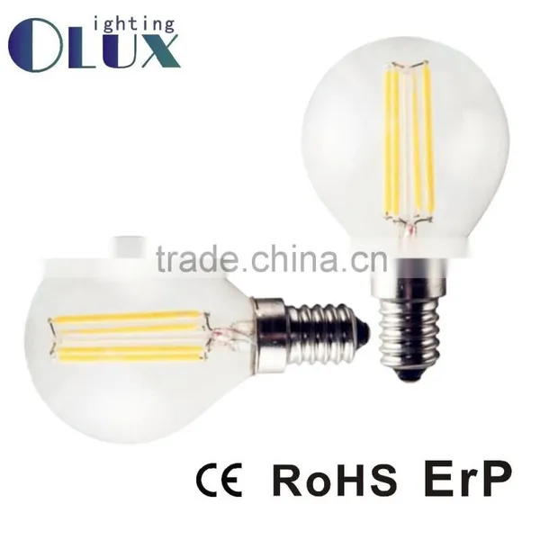 360degree LED Lighting AC100-140V/AC220-240V G45 2W LED Filament Bulb E27/B22/E14/B15 Base Type Available CE ERP RoHS G45 LED