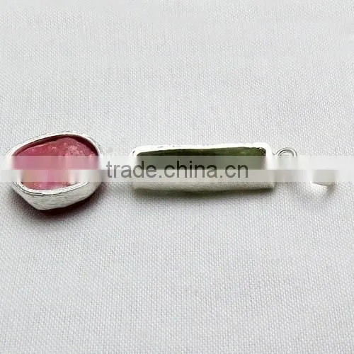 Delicate Rough Prehnite & Ruby 925 Sterling Silver Pendant, Wholesale Silver Jewellery, Silver Jewellery photo-6