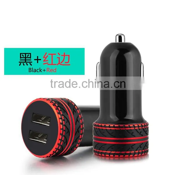 Coteetci 4.8A High Speed Tire Texture Design Aluminum Dual USB Ports Universal Car Charger For Samsung/iPhone/HTC/LG TB-0190 photo-6