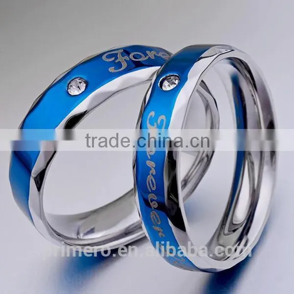 Forever Love Blue Couple Ring Set 316L Stainless Steel Jewelry His and Hers Matching Engagement Ring New Model Wedding Band photo-5