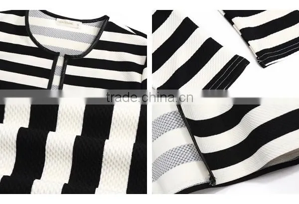 2016 Spring Black And White Strip Women Coat photo-6