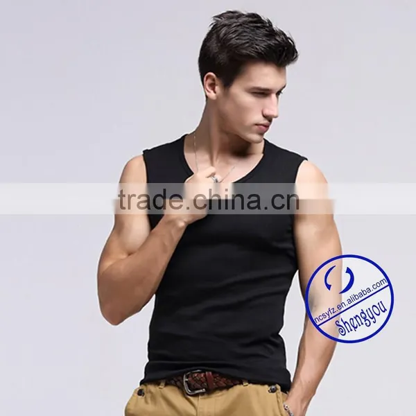 Custom Wholesale 100% Cotton Sports V-neck Tank Top Men photo-2