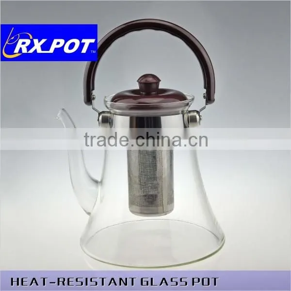 Custom Professional Heat Resistant Flower Glass Tea Pot With Tea Strainer, Borosilicate Glass 1500p/800p photo-2