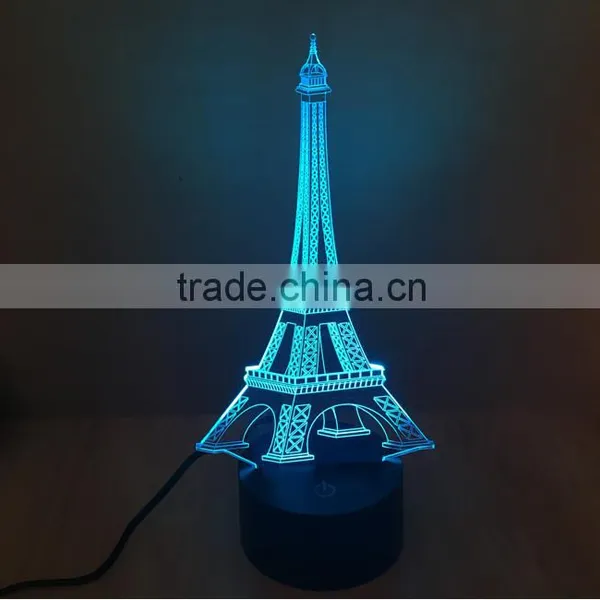 3D Colorful Led Romantic Creative Desk Bedroom Eiffel Tower Shape Night Light Lamp Desk Decoration Birthday Gifts photo-5