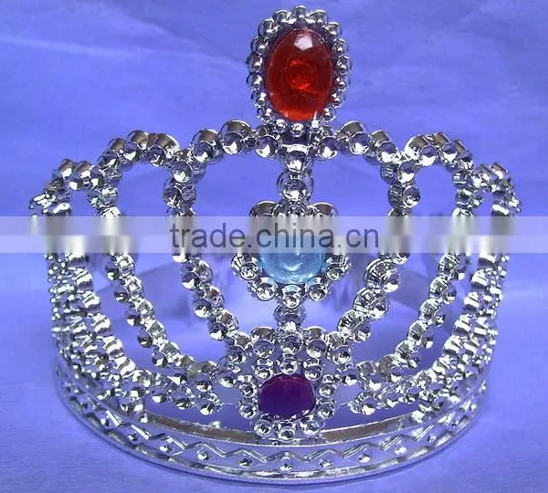 9cm Highx12cm Diameter Metallic Silver Plastic Tiara Princess Tiaras and Crowns
