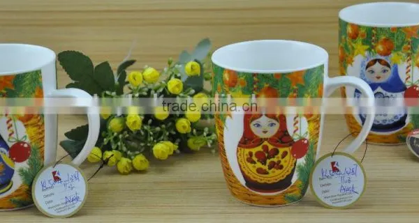 11OZ Abstract Flower Design Full Decal Print Coffee Cups, Shiny Surface Porcelain Mug, KL5016-323C photo-5