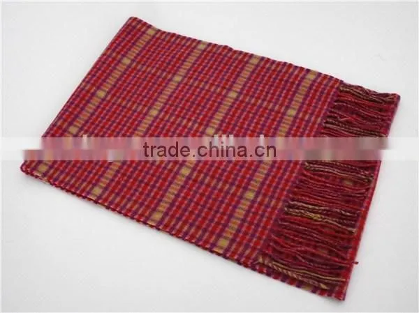 Pink Checked Wool Scarf