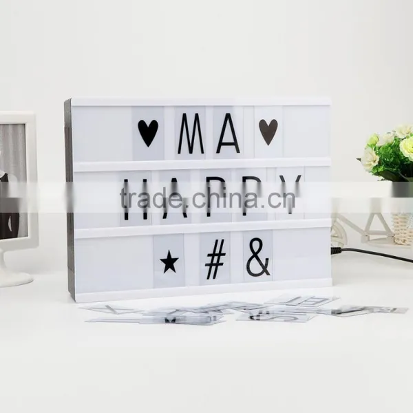 Cinema Vintage Style Light up Your Life Light Box Cinematic Retro Studio A4 Free Combination Letters Decration Led Light Box photo-4
