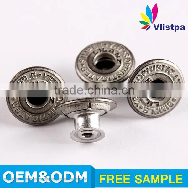 Brass Wholesale Engraved Logo Flat Metal Tack Decorative Types of Buttons for Jeans photo-6