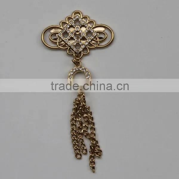 Chinese Knot Zinc Alloy Custom Rhinestone Cheap Crystal Metal Flower Brooch