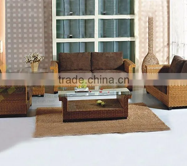 Wicker Traditional Sofa Set With Water Hyacinth Material