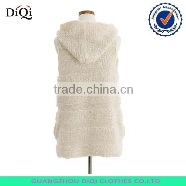 Hot Selling Cardigan Sleeveless Hooded Womens Knitted Sweater Vest photo-2