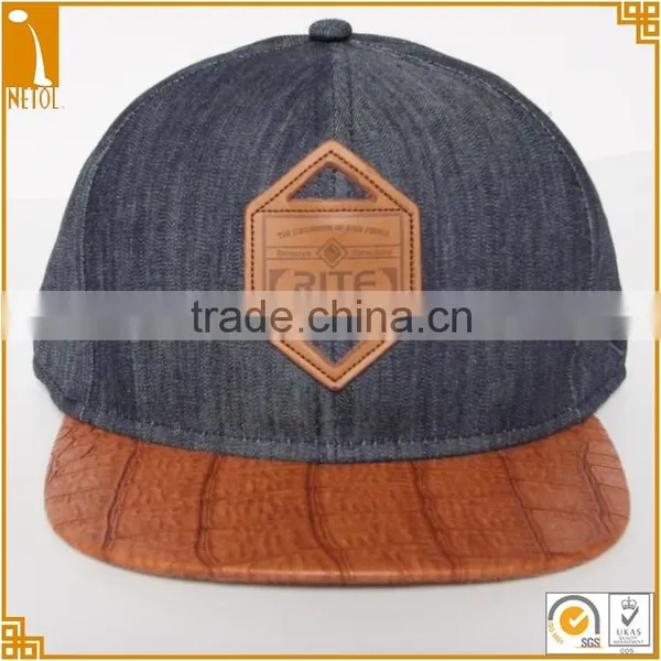 6 Panel Sports Style Leather Custom Snapback Baseball Caps photo-2