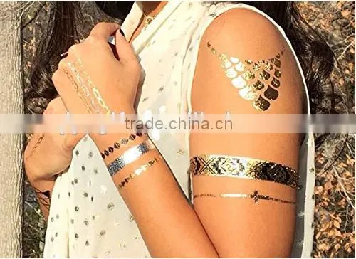 New Fashionable Custom Flash Metallic Water Based Temporary Tattoo photo-2