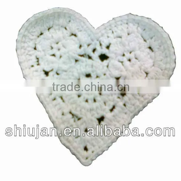 White Crochet Heart Patch Applique/crocet Flowers Appliques