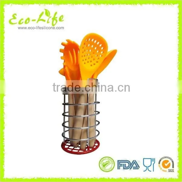 100% Food Grade Silicone Kitchen Utensils /Cooking Tools Set /8-piece /Wooden Handle photo-3