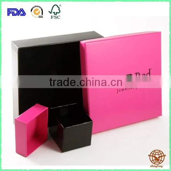 Luxury Glossy Custom Printed Jewelry Box , Factory Direct Sale Two Piece Jewelry Box photo-3