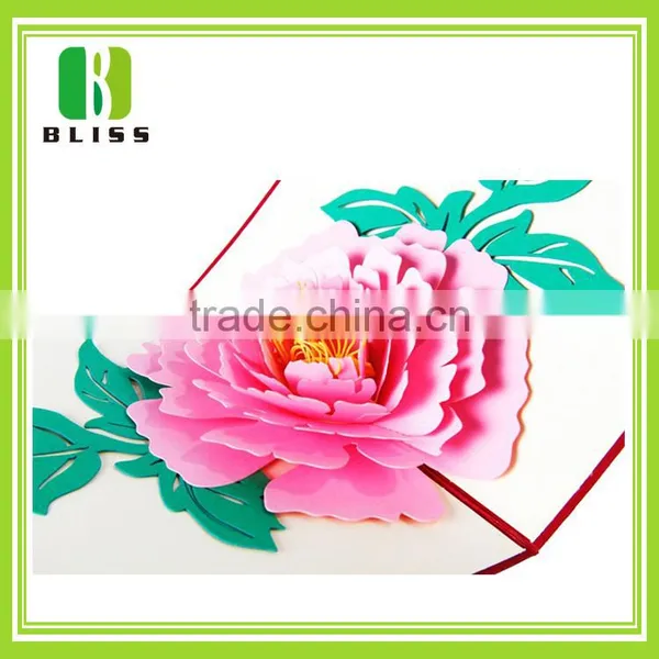 Handmade Offset Paper Printing 3d Pop up Folding Dried Flowers Greeting Cards photo-6