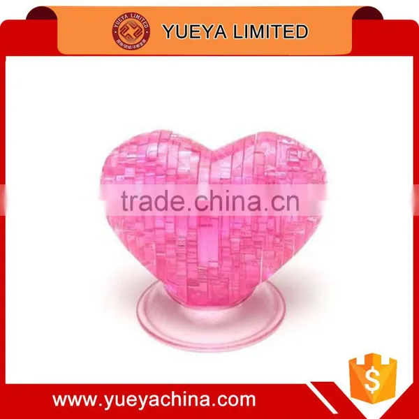 Sweet Heart 3D Crystal Pink Heart Jigsaw House Decor Toys