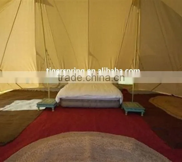 Big Size Beige Color Cotton Canvas Luxury Camping Bell Tent Sibley Tent photo-5