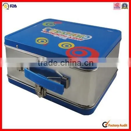Convenient Carrying Handle Rectangle Lunch Box Tin Can photo-2