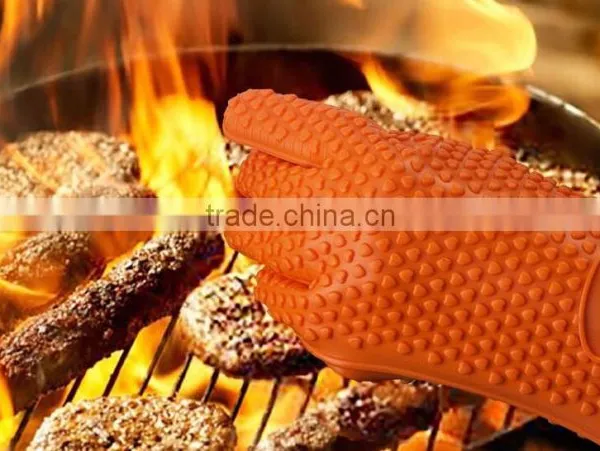Silicone BBQ Grilling Gloves, Silicone Oven Gloves With Fingers Hand Gloves photo-5