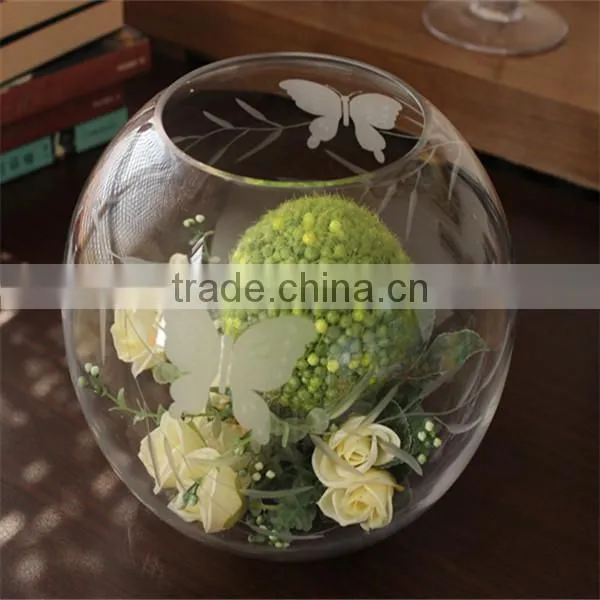 Mouthblown Clear Oval Vase Christmas Decoration Glass Ball