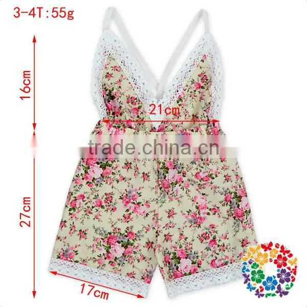 Florals Cotton Backless Lace Fringe Baby Clothes Romper Wholesale photo-6