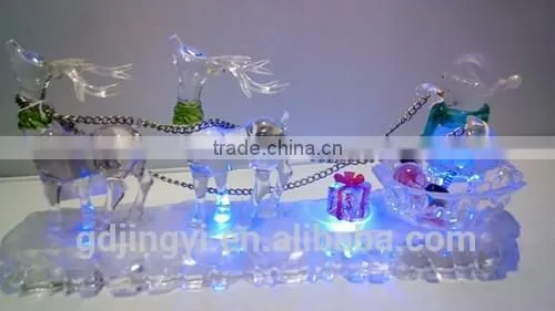 12.5inch Acrylic Led Double Deer and Snowman Standing Ice Pedestal for Table Decoration photo-3