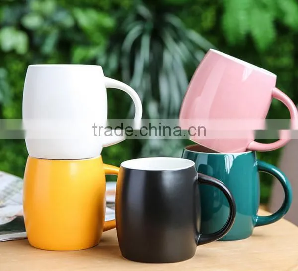 Cheap Promotional Customized 14oz Pottery Novelty Barrel Shaped Coffee Mug Cup photo-3