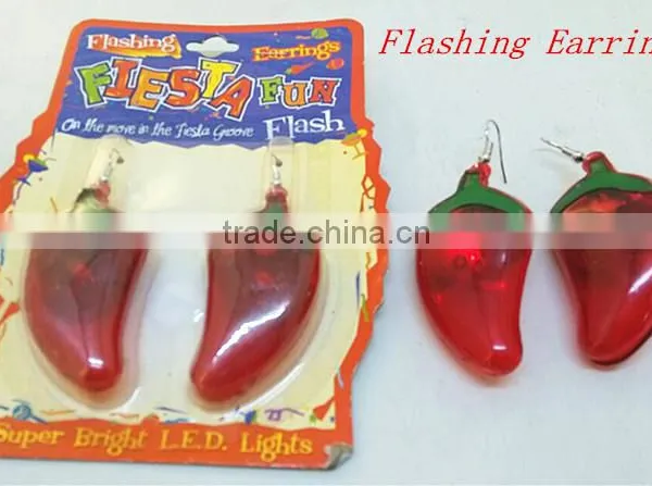 Hot Chili Pepper Flahsing Led Light up Earrings photo-2