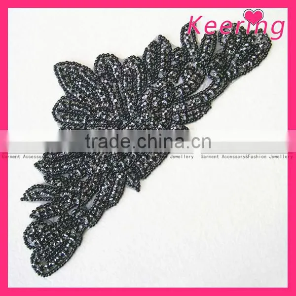 Bridal Vintage Black Rhinestone Applique WRA-044