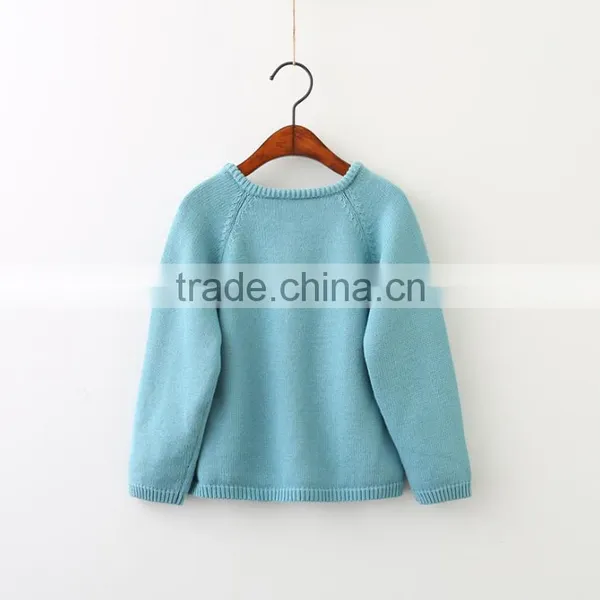 12gg Hand Embroidery Knitted Baby Girls Cotton Cardigan photo-2