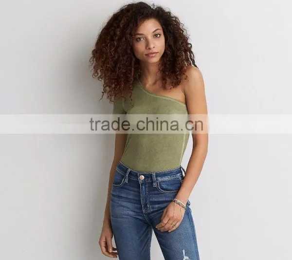 MGOO Sexy One Shoulder T-Shirt Summer Cotton Tank Tops Popular Wholesale Women Fashion Tops photo-2
