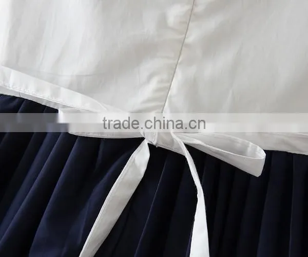 2017 New Arrival Korean Style White and Blue Casual Dress Children Simple Summer Dress Hoilday Beach Party Dresses Kids Clothing photo-5