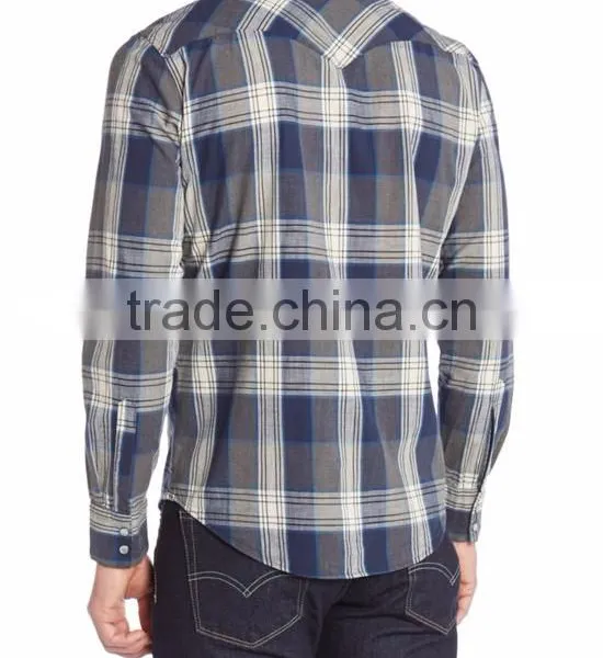 Wholesale Dress Shirt Men Plaid Stylish Flannel Shirts photo-3