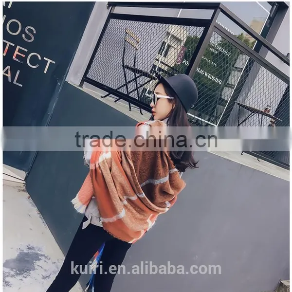 Striped Waterfall Wrap Female Cape Pashmina Printed Oversized Cashmere Shawl Famous Brand Women Winter Poncho photo-4