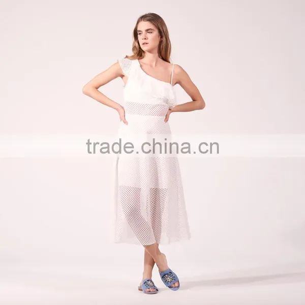 NEW DESIGN Ruffle at Sleeve and Neck Women Sexy Asymmetry Asymmetric Dress photo-4