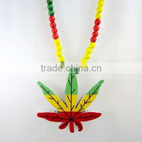 Fashion Acrylic Wood Ceramic Necklace Maple Leaf Shape photo-2