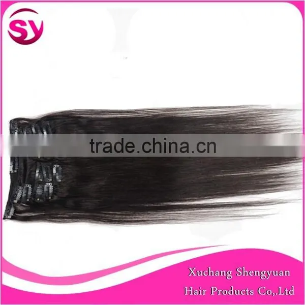 Wholesale European Market Cheap Hair Extensions Clip In Full Head, 100% Human Brazilian Virgin Hair Natural Color photo-5