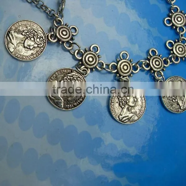 Tribal Ethnic Silver Coin Tassel Gypsy Festival Turkish Anklets Bracelet Jewelry photo-6