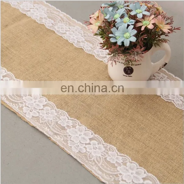 Decorated Lace Burlap Christmas Table Runner photo-6