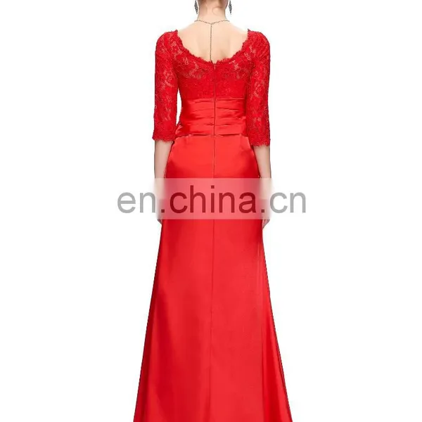 Grace Karin Elegant Long Sleeve Lace Evening Dresses Red CL4524-2 photo-3