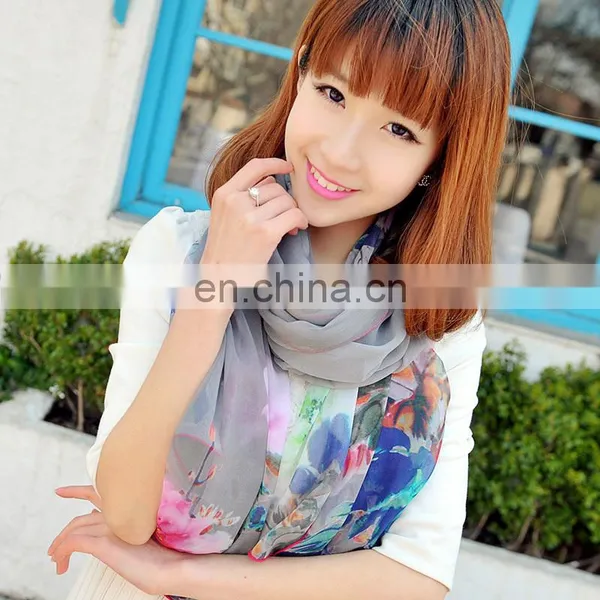 2015fashion Style Newest High Quality Silk Georgette Digital Printing Stole(SP887DL) photo-4
