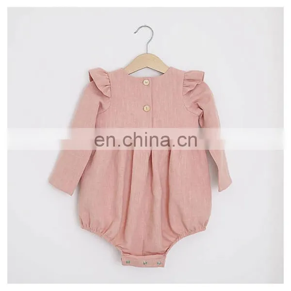 Infants & Toddler Clothes Full Sleeve Ruffle Princess Baby Girls Linen Romper photo-2